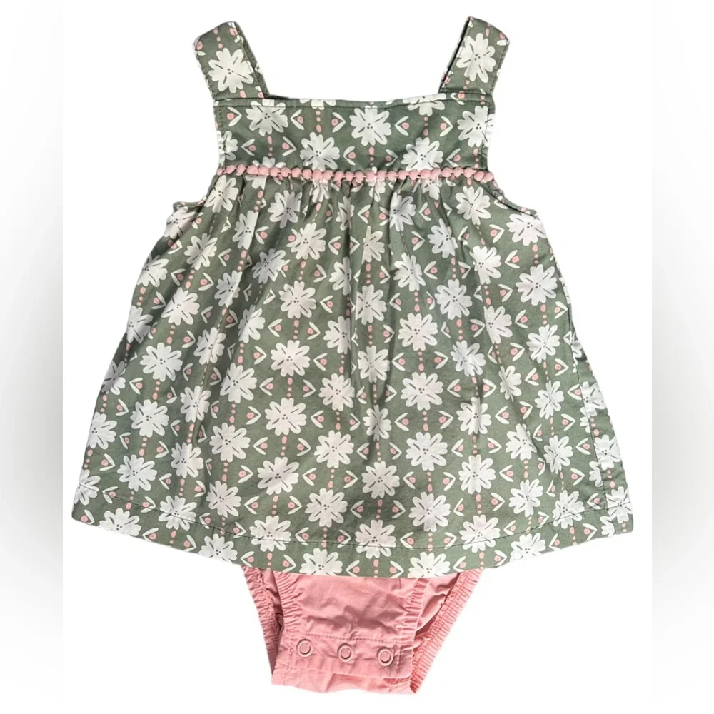 Carter’s Just One You 6 Month Baby Girl Green, Pink, & White Floral Outfit